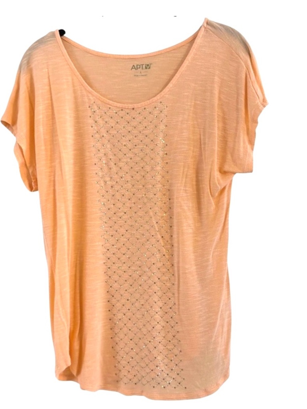 Apt 9 Coral Peach Embellished Rhinestone Shimmer Top Size Large